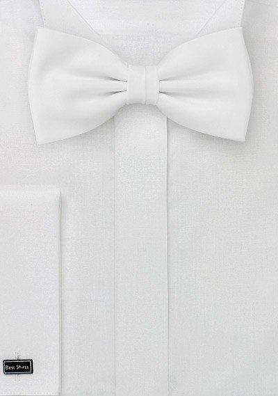 White Solid Bowtie - Men Suits
