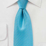Cyan Blue Herringbone Necktie - Men Suits