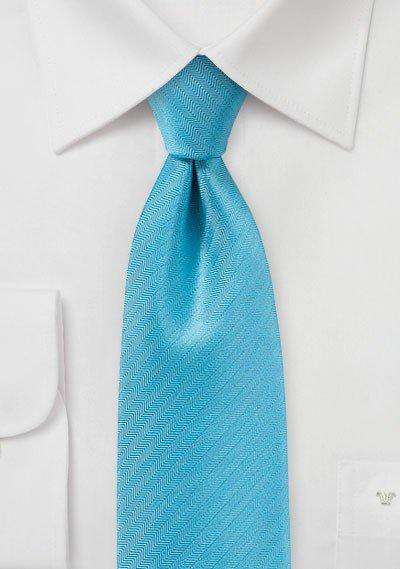 Cyan Blue Herringbone Necktie - Men Suits