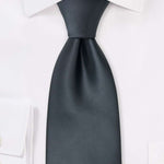 Smoke Gray Solid Necktie - Men Suits