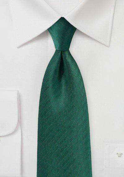 Hunter Green Herringbone Necktie - Men Suits