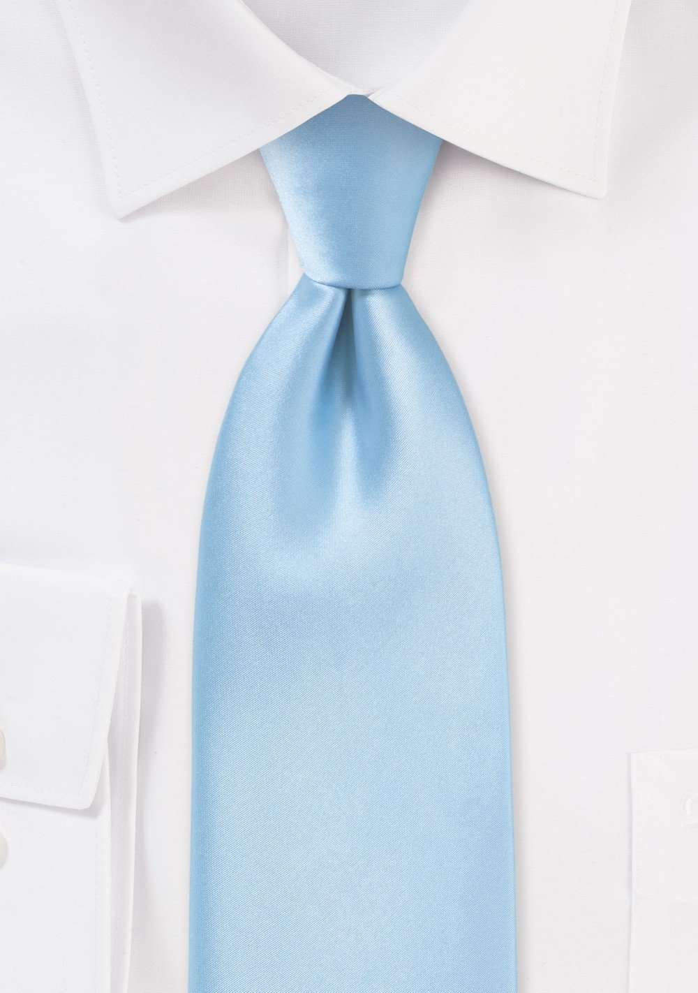 Powder Blue Solid Necktie - Men Suits