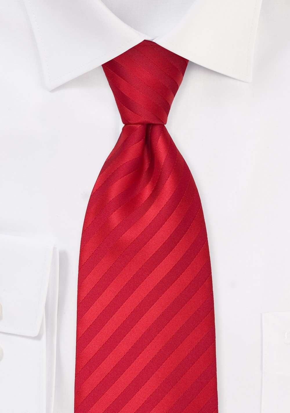 Tonal Red Narrow Striped Necktie - Men Suits