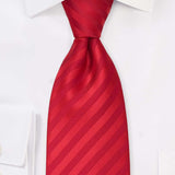 Tonal Red Narrow Striped Necktie - Men Suits