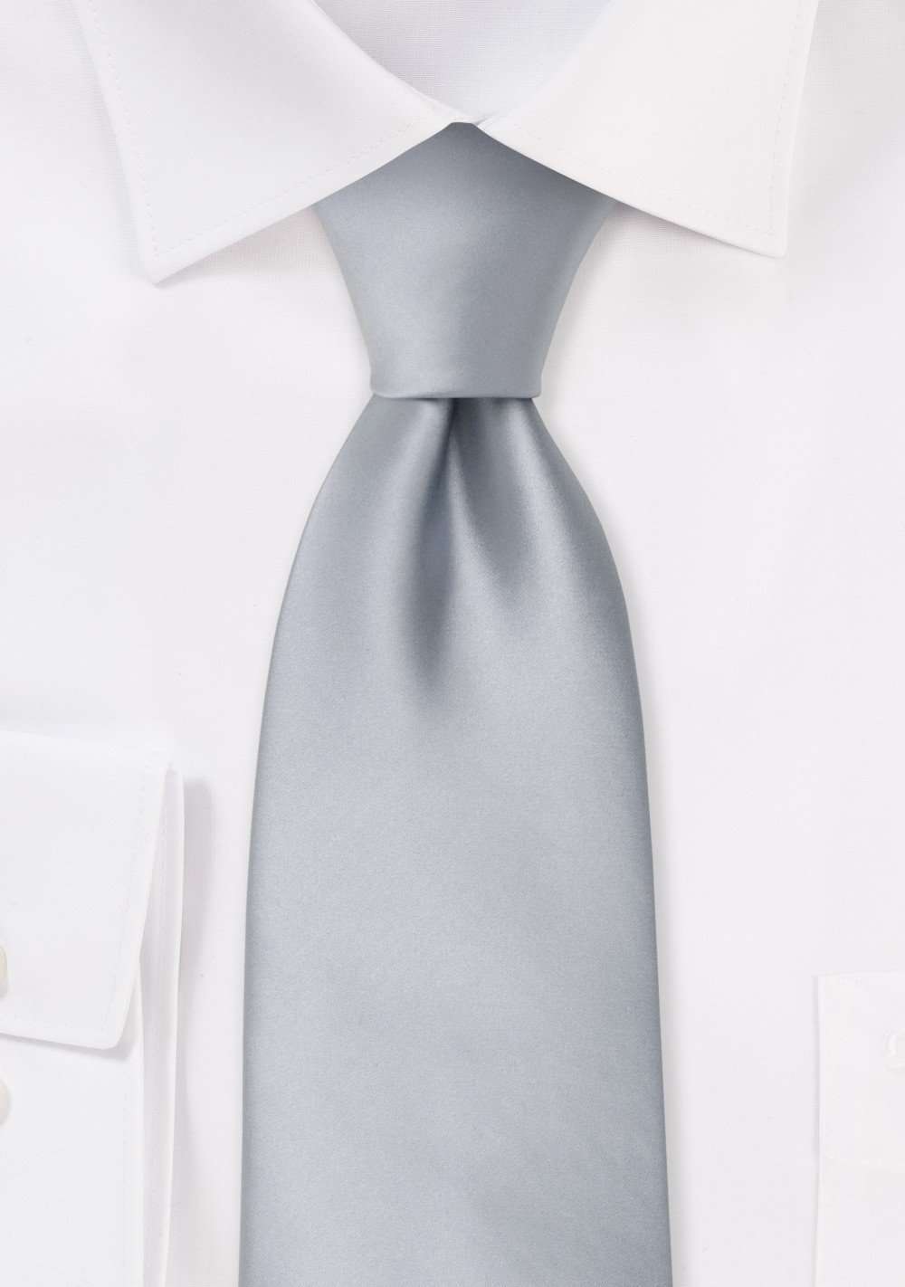 Silver Solid Necktie - Men Suits