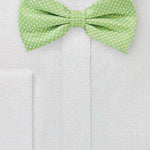 Spring Green Pin Dot Bowtie - Men Suits