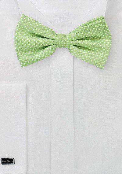 Spring Green Pin Dot Bowtie - Men Suits