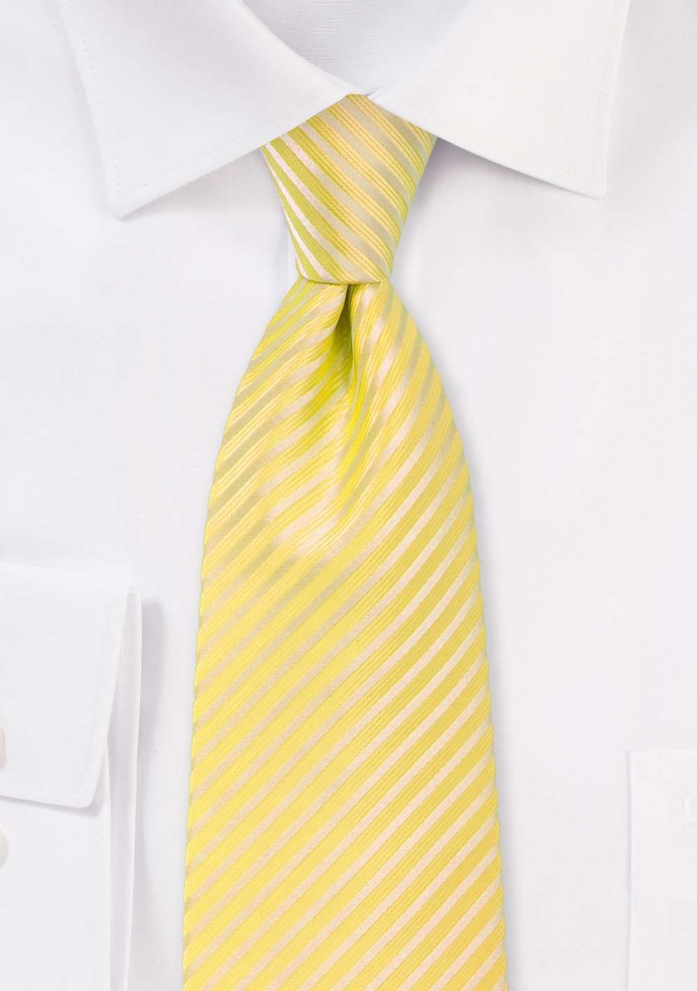 Summer Yellow Narrow Striped Necktie - Men Suits