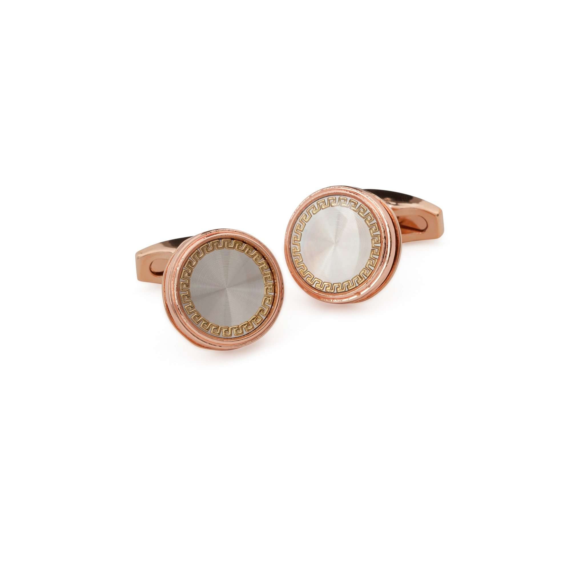 Rose Gold Mother of Pearl Bezzled Cufflinks - Men Suits