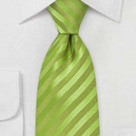 Tonal Green Apple Narrow Striped Necktie - Men Suits