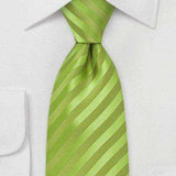 Tonal Green Apple Narrow Striped Necktie - Men Suits