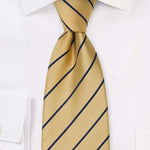 Yellow and Navy Narrow Striped Necktie - Men Suits