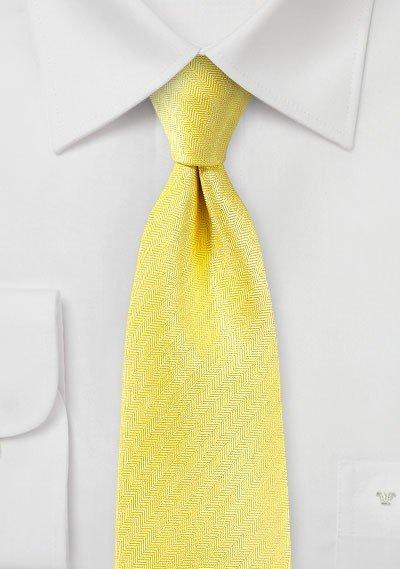 Sun Yellow Herringbone Necktie - Men Suits