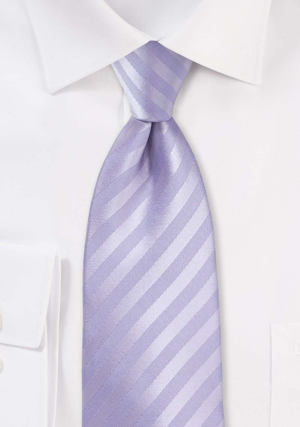 Fresh Lavender Narrow Striped Necktie - Men Suits