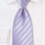 Fresh Lavender Narrow Striped Necktie - Men Suits