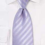 Fresh Lavender Narrow Striped Necktie - Men Suits