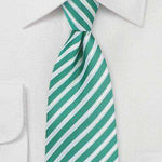 Sea Green Summer Striped Necktie - Men Suits