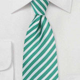 Sea Green Summer Striped Necktie - Men Suits