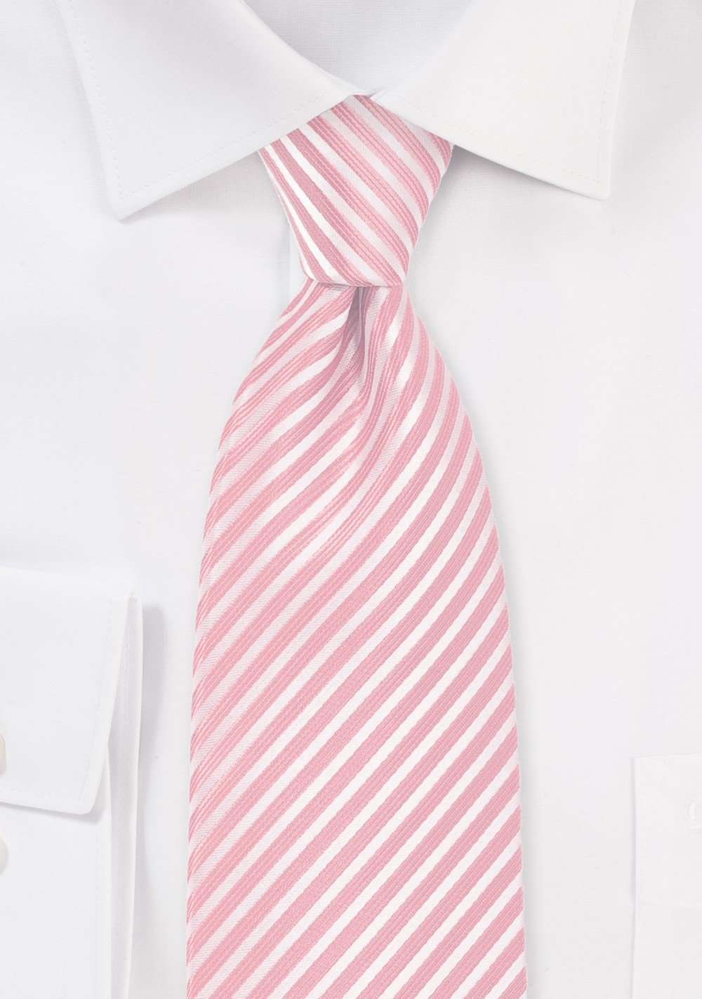 Petal Pink Narrow Striped Necktie - Men Suits