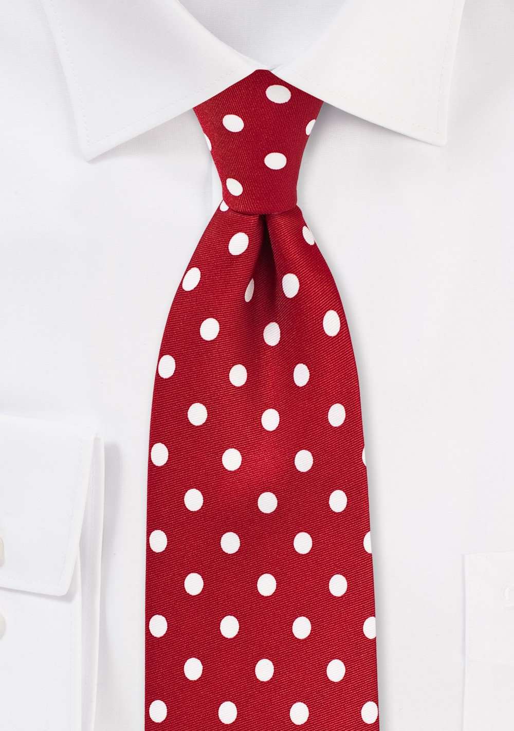 Tomato Red and White Polka Dot Necktie - Men Suits