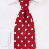 Tomato Red and White Polka Dot Necktie - Men Suits