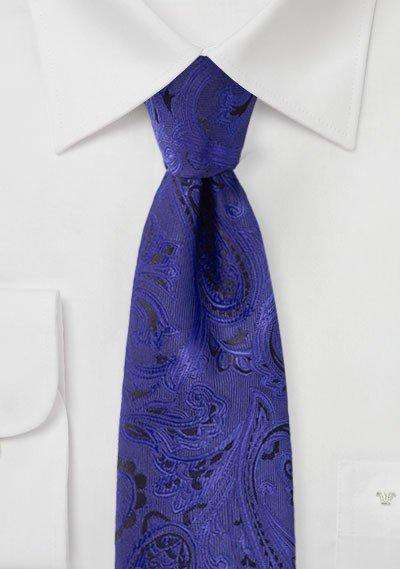 Ultra Marine Blue Proper Paisley Necktie - Men Suits