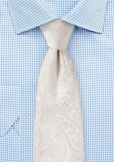 Ivory Proper Paisley Necktie - Men Suits