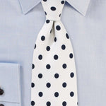 White and Jet Black Polka Dot Necktie - Men Suits