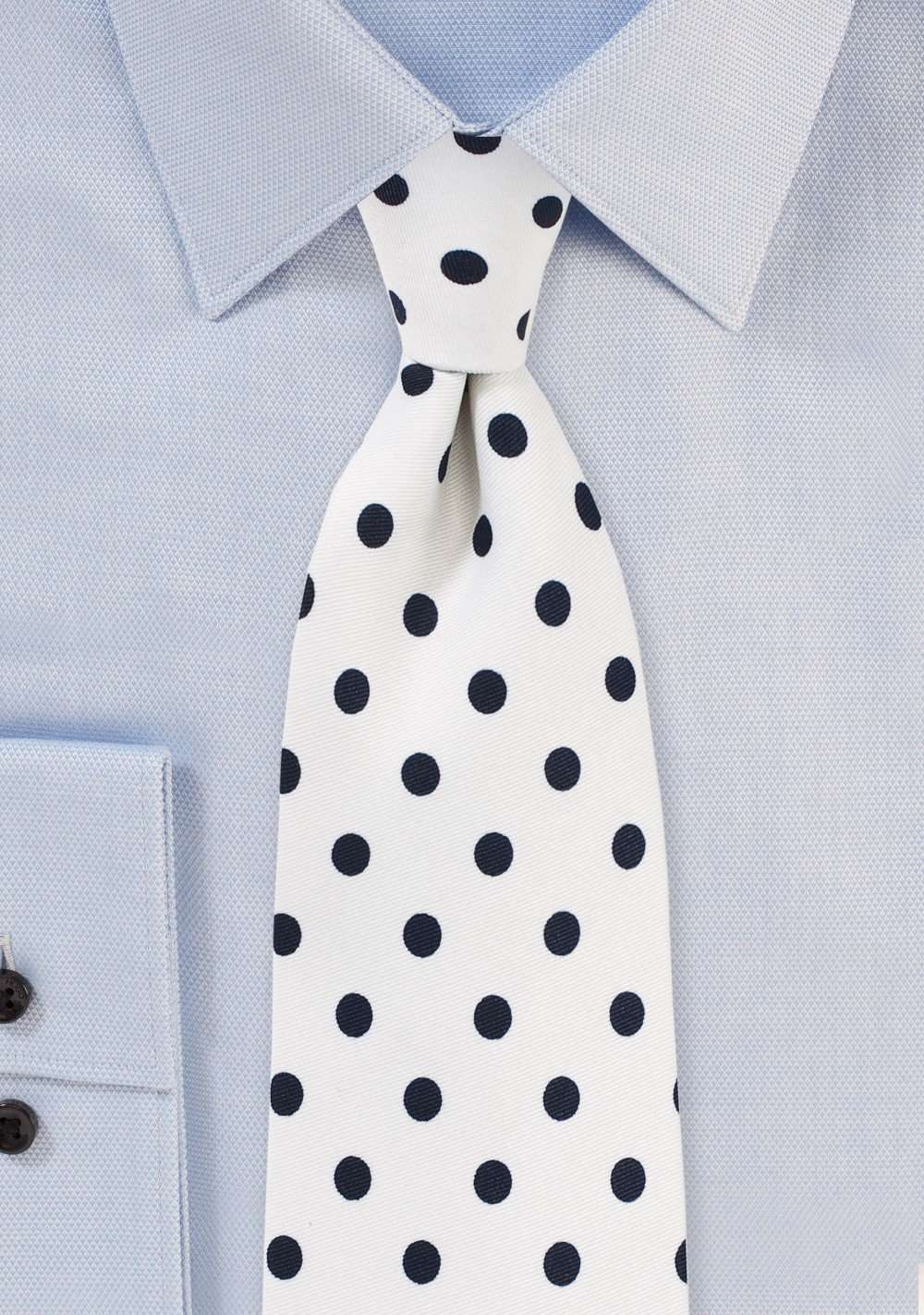 White and Jet Black Polka Dot Necktie - Men Suits