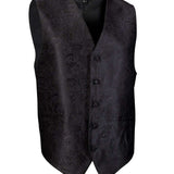 Formal Black Proper Paisley Vest - Men Suits