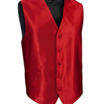Cherry Red Solid Vest - Men Suits