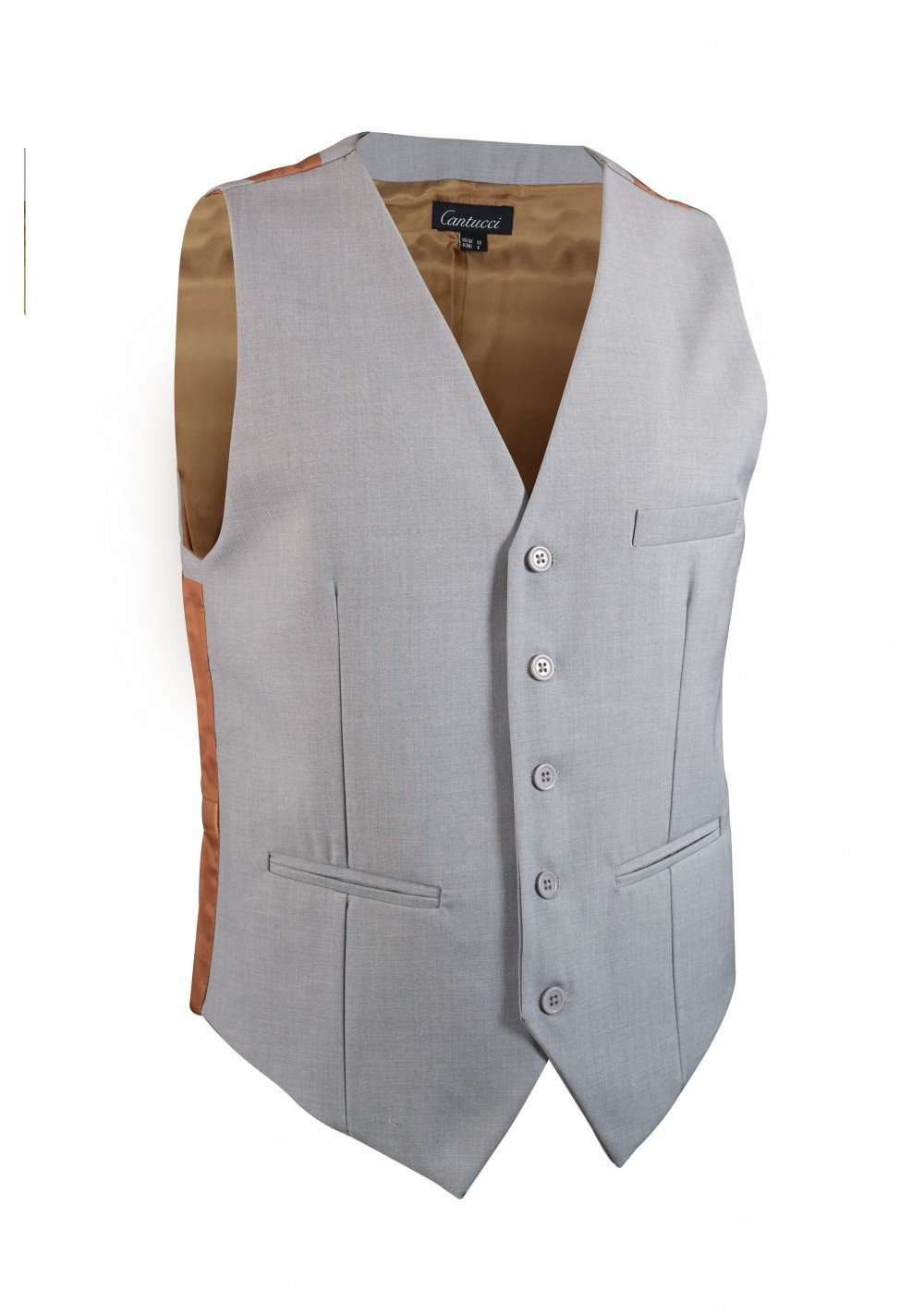 Light Gray Solid Vest - Men Suits